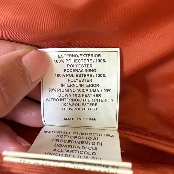 Surlansive Orange Mid Lenght Down Puffer Coat Women’s Fur Hood Size 36 - Picture 13 of 16